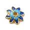 Multi-Petal Alloy Enamel Bead Caps, Cadmium Free & Lead Free, Golden, Flower, Deep Sky Blue, 7.5x7x2mm, Hole: 1mm