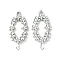 Non-Tarnish 304 Stainless Steel Connector Charms, Oval Wreath Links, Stainless Steel Color, 25.5x12x1.5mm, Hole: 1.4x2.5mm