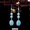 Teardrop Synthetic Turquoise & Alloy Dangle Earrings, Turquoise, 33x8mm