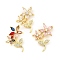 Rack Plating Real 18K Gold Plated Brass Pendants, with Cubic Zirconia, Long-Lasting Plated, Lead Free & Cadmium Free, Flower, Mixed Color, 29x20.5x5mm, Hole: 3.8x1.8mm