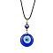 Evil Eye Lampwork Pendant Necklace, with Waxed Polyester Cords, Golden, 17.72 inch(45cm)