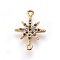Brass Cubic Zirconia Links connectors, Twinkle Star, Colorful, Golden, 16x12x2mm, Hole: 0.8mm