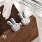 Brass Stud Earrings, Rabbit, Real Platinum Plated, 10.5x7mm