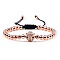 Adjustable Sweet and Cool Couples Brass Micro Pave Cubic Zirconia Leopard Braided Bead Bracelets for Women, Rose Gold