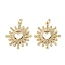 Brass Micro Pave Cubic Zirconia Pendants, with Shell, Sun with Heart Charms, Rack Plating, Lasting Plated, Cadmium Free & Lead Free, with Jump Ring, Real 18K Gold Plated, 28.5x26x2.5mm, Hole: 3mm