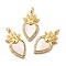 Brass Micro Pave Cubic Zirconia Pendants, Cadmium Free & Nickel Free & Lead Free, with Shell & Jump Rings, Real 18K Gold Plated, Heart, 28x14x4mm, Hole: 3.2mm