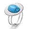 Ion Plating(IP) 304 Stainless Steel Ring, Adjustable Synthetic Turquoise Rings, Sun, 20.5mm, Inner Diameter: Adjustable