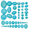 132Pcs 14 Styles Synthetic Turquoise Cabochons, Dyed, Oval & Half Round, Sky Blue, 6~40x6~30x3~18mm