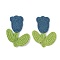 Tulip Flower Shape Polyester Knitted Appliques, Costume Hat Bag Ornament Accessories, Marine Blue, 78x62x2.5mm