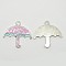 Alloy Enamel Pendants, Lead Free and Cadmium Free, Christmas Umbrella, Platinum, Pink, 26x28x3mm, Hole: 2mm