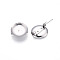 304 Stainless Steel Brooch Cabochon Settings, Flat Round, Stainless Steel Color, 19mm