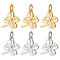 30Pcs 2 Colors Rack Plating Brass Charms, with Jump Ring, Lead Free & Cadmium Free, Clover Charm, Platinum & Real 18K Gold Plated, 12x10x2mm, Hole: 3mm, 15pcs/color