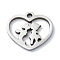 Non-Tarnish 304 Stainless Steel Charms, Laser Cut, Heart with Couple Charm, Stainless Steel Color, 11.5x12.5x1mm, Hole: 1.2mm