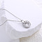Stainless Steel Crystal Rhinestone Double Ring Pendant Necklaces for Women, Stainless Steel Color
