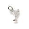 Brass Micro Pave Clear Cubic Zirconia Pendants, with Jump Ring, Long-Lasting Plated, Lead Free & Cadmium Free, Cup Charms, Platinum, 11.5x8.5x2mm, Hole: 3.5mm