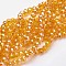 Electroplate Glass Beads Strands, AB Color Plated, Faceted, Rondelle, Orange, 8x5~6.5mm, Hole: 1mm, about 60~63pcs/strand, 15.1~15.6 inch(38.4~39.6cm)