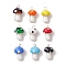 Handmade Lampwork Beads Pendants, with Round Copper Jewelry Wire, Mushroom, Mixed Color, 26x15mm, Hole: 2.5mm
