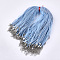 Waxed Cord and Organza Ribbon Necklace Making, with Iron Lobster Claw Clasps, Platinum, Light Blue, 17.6 inch~17.8 inch(45~45.5cm), 7mm