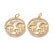 Autumn Theme Brass Micro Pave Clear Cubic Zirconia Pendants, with Jump Rings, Long-Lasting Plated, Flat Round with Mushroom, Real 18K Gold Plated, 21x19x3mm, Hole: 3.5mm