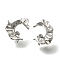 Brass Stud Earring Findings, with 925 Sterling Silver Needle, with Loop, Cadmium Free & Nickel Free & Lead Free, Moon, Platinum, 19x19mm, Hole: 1mm, Pin: 0.8x11.5mm