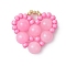 Natural Rose Quartz Dyed Love Heart Valentine's Day Pendants, Handmade Glass Seed Beads Loom Heart Charms, 23x24x6.5mm, Hole: 3x4mm