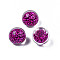 Translucent Acrylic Cabochons, with Stone, Round, Medium Violet Red, 18x15.5~16mm