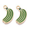 Alloy Enamel Pendants, Light Gold, Banana, Olive Drab, 20x11x2mm, Hole: 2mm