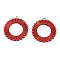 Polyester Woven Big Pendants, with Light Gold Plated Alloy Findings, Cadmium Free & Lead Free, Flat Round, Red, 45x42.5x3mm, Hole: 2.5x4mm