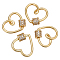 4Pcs Heart Brass Micro Pave Clear Clear Cubic Zirconia Screw Carabiner Lock Charms, for Necklaces Making, Long-Lasting Plated, Real 18K Gold Plated, 17x15x5mm, Screw: 5x5mm