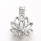 Alloy Diffuser Locket Pendants, Cage Pendants, Flower, Platinum, 25x17.5x10.5mm, Hole: 3.5x4.5mm, inner measure: 11.5x14mm