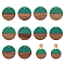 Resin & Wood Pendants, Flat Round, Pale Turquoise, 28.5x3.5~4mm, Hole: 1.5mm, 10pcs/box