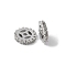 Brass Micro Pave Cubic Zirconia Beads, Lead Free & Cadmium Free, Long-Lasting Plated, Rack Plating, Flat Round, Platinum, 7x1.5mm, Hole: 0.8mm