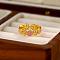Peach Blossom Brass Enamel Cuff Rings for Women, Golden, Inner Diameter: 16~19mm