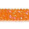 Transparent Electroplate Glass Beads Strands, AB Color Plated, Faceted, Bicone, Orange, 4x4mm, Hole: 0.8mm, about 80~85pcs/strand, 30~32cm
