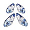 4Pcs Transparent Epoxy Resin Butterfly Wings Pendants, with Gold Foil & Glitter Powder, Blue, 29.5~40x15~17x2~2.5mm, Hole: 1.1mm