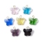 7Pcs Glass Butterfly Pendants, with 304 Stainless Steel Flat Head Pins, Real 18K Gold Plated, 15x15x7mm, Hole: 3x3.5mm