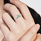 Brass Micro Pave Cubic Zirconia Finger Rings for Women, Square with Word Forever Love, Platinum, US Size 9(18.9mm)