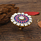 Bohemian Vintage Ethnic Alloy Rhinestone Finger Rings, Enamel Style Flower Finger Rings for Women, Blue,