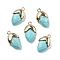 Synthetic Dyed Turquoise Pendants, with Golden Brass Finding, Straberry Shape Charms, Faceted, 19.5x12x6.5mm, Hole: 1.6mm
