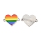 Rainbow Color Alloy Enamel Connector Charms, Heart Links, Cadmium Free & Nickel Free & Lead Free, Platinum, Colorful, 20x27x1.3mm, Hole: 2mm