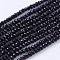 Glass Beads Strands, Faceted, Rondelle, Black, 2.9~3.3x2~2.5mm, Hole: 0.5mm, about 144~150pcs/strand, 35~37cm