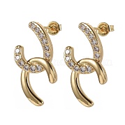 Серьги-гвоздики с цирконом из латуни EJEW-F252-04G