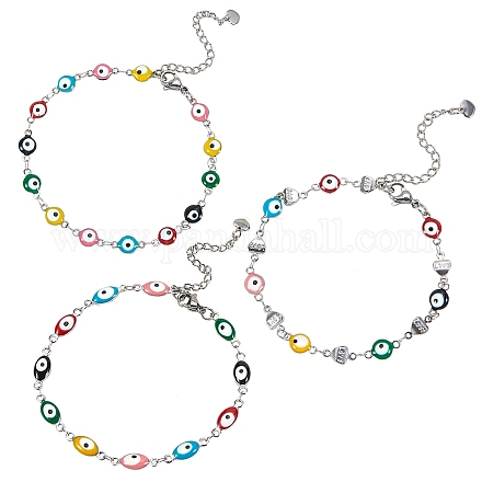 3шт 3 стиля браслетов из нержавеющей стали 304 BJEW-SZ0001-25-1