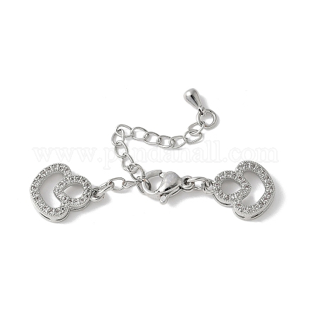 Удлинитель цепи из латуни с прозрачным кубическим цирконием KK-F893-14P-1