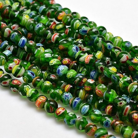 Круглые Millefiori стеклянные бусины нити LK-P001-10-1