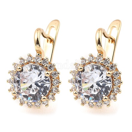 Серьги-кольца из латуни с цирконием EJEW-D078-42G-1