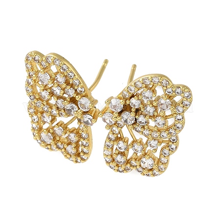 Серьги-гвоздики из латуни с микропаве из кубического циркония EJEW-R162-18G-1