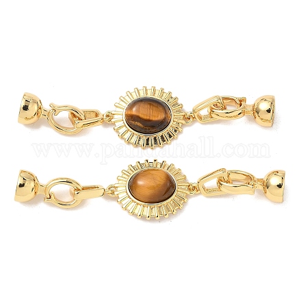 Застежки-пряжки из натуральной латуни с тигровым глазом KK-U059-40G-02-1