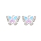 Rack Plating Alloy Pendants, with Rhinestone and Resin, Butterfly, Light Sky Blue, 14x17x5mm, Hole: 2mm