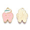 Alloy Pendants, with Enamel, Cadmium Free & Lead Free, Light Gold, Tooth, Pink, 17.5x12.5x1.5mm, Hole: 1.8mm